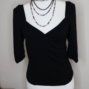 Open Edit Black Cross Over Black Shirt NORDSTROM MEDIUM